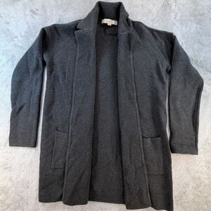 LOFT Open Front Knit Blazer Cardigan Women XS Gray Pockets